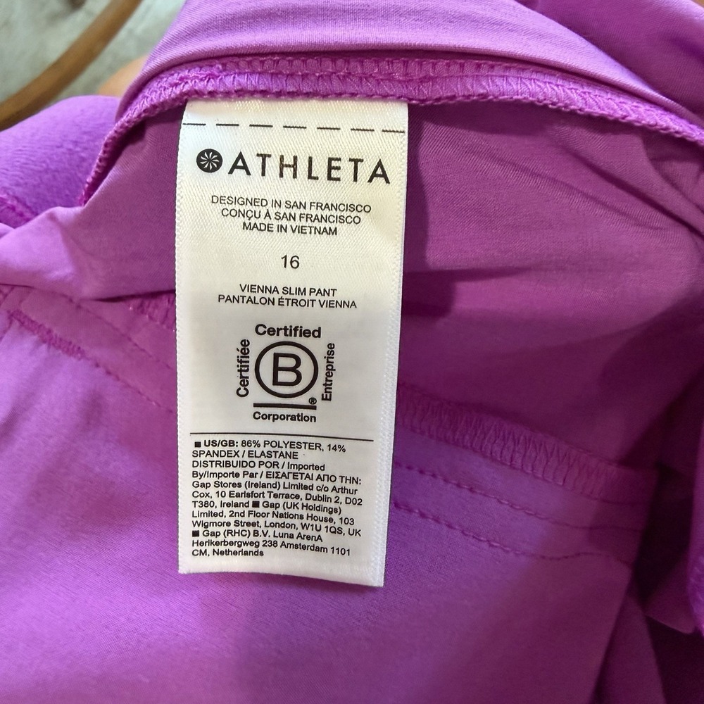 ATHLETA Brooklyn Heights Vienna Slim Pant Size 16 Jazzy Purple NWT - Picture 8 of 12
